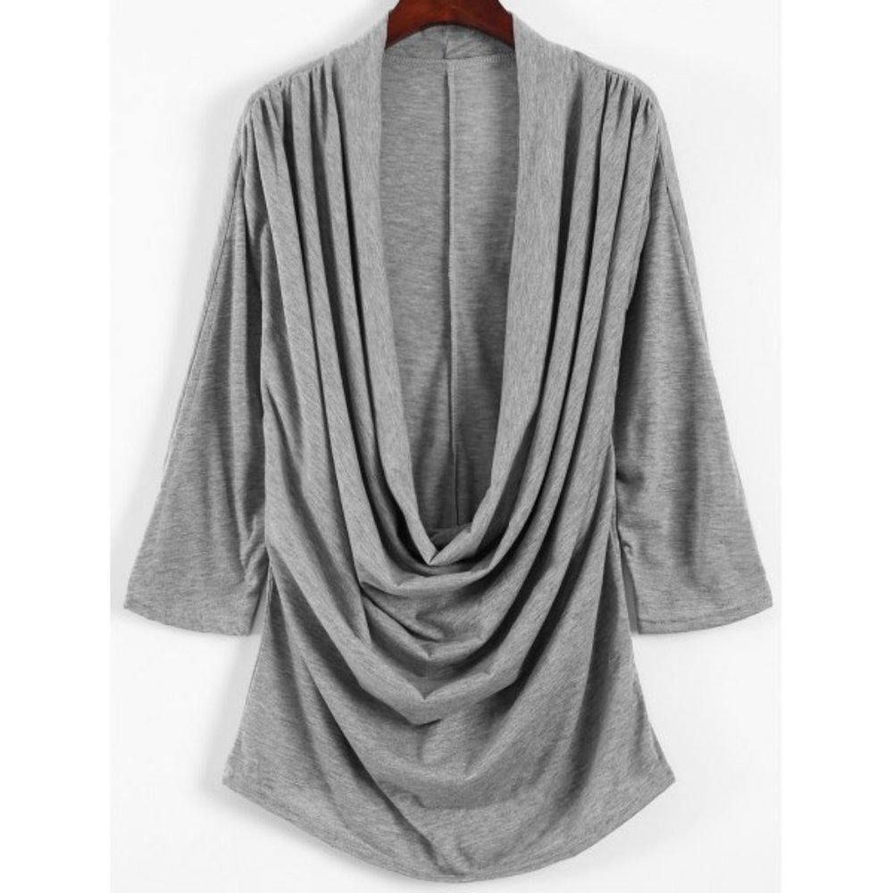 Gray cowl neck top